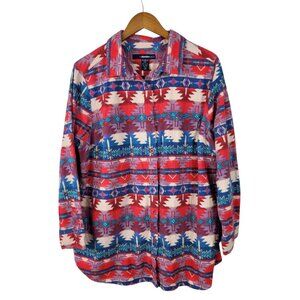 Denim 24/7 Flannel Button Up Shirt Plus Size 22W Aztec Southwest Cowgirl 22 2X